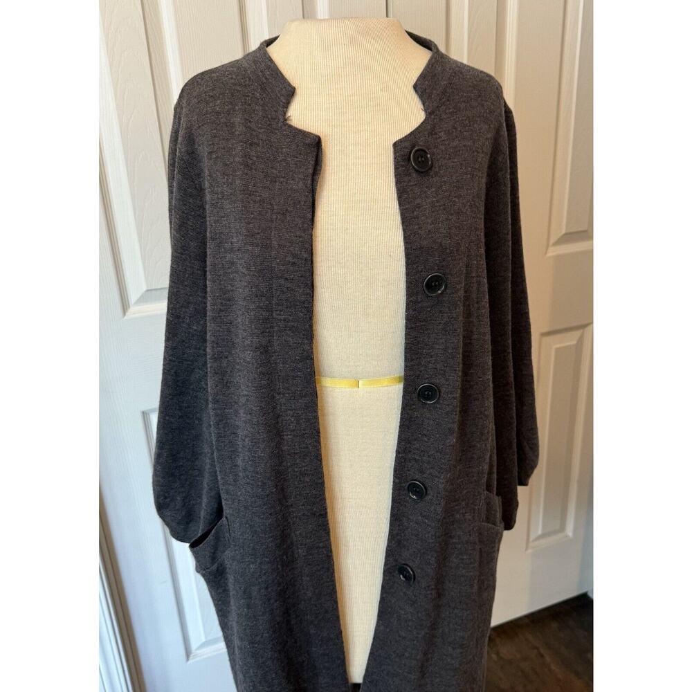 BCBGMAXAZRIA Sweater Jacket Women MED 100% Merino Wool Cardigan Knee Length Work - Picture 2 of 13